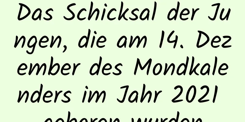 Das Schicksal der Jungen, die am 14. Dezember des Mondkalenders im Jahr 2021 geboren wurden