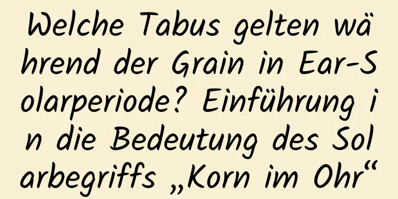 Welche Tabus gelten während der Grain in Ear-Solarperiode? Einführung in die Bedeutung des Solarbegriffs „Korn im Ohr“