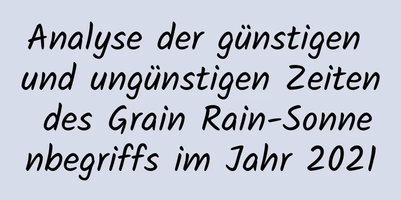 Analyse der günstigen und ungünstigen Zeiten des Grain Rain-Sonnenbegriffs im Jahr 2021