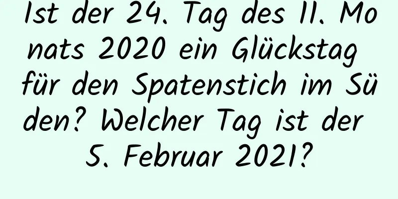 Ist der 24. Tag des 11. Monats 2020 ein Glückstag für den Spatenstich im Süden? Welcher Tag ist der 5. Februar 2021?