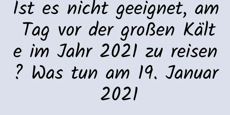 Ist es nicht geeignet, am Tag vor der großen Kälte im Jahr 2021 zu reisen? Was tun am 19. Januar 2021