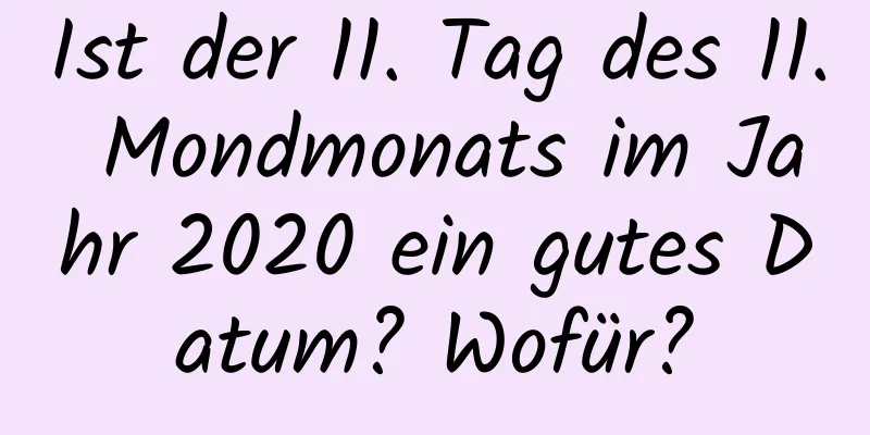 Ist der 11. Tag des 11. Mondmonats im Jahr 2020 ein gutes Datum? Wofür?