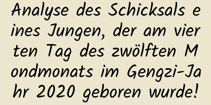 Analyse des Schicksals eines Jungen, der am vierten Tag des zwölften Mondmonats im Gengzi-Jahr 2020 geboren wurde!