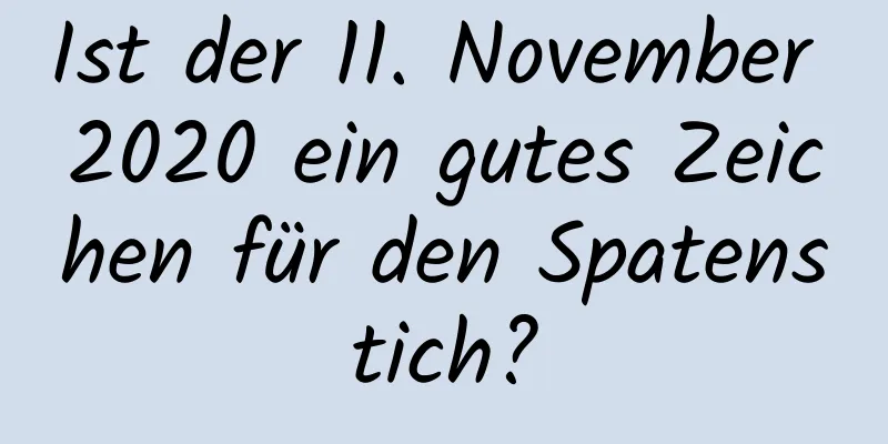 Ist der 11. November 2020 ein gutes Zeichen für den Spatenstich?