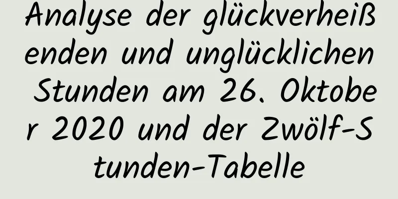 Analyse der glückverheißenden und unglücklichen Stunden am 26. Oktober 2020 und der Zwölf-Stunden-Tabelle