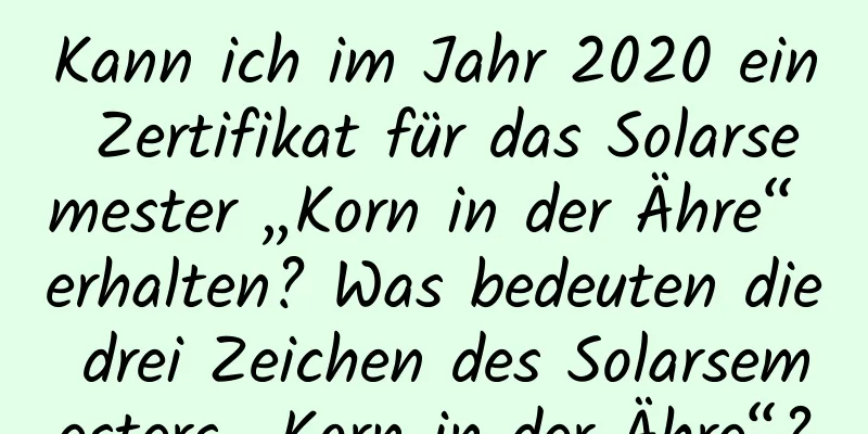 Kann ich im Jahr 2020 ein Zertifikat für das Solarsemester „Korn in der Ähre“ erhalten? Was bedeuten die drei Zeichen des Solarsemesters „Korn in der Ähre“?