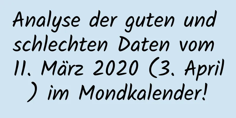 Analyse der guten und schlechten Daten vom 11. März 2020 (3. April) im Mondkalender!