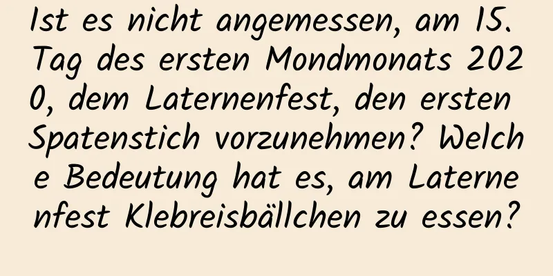 Ist es nicht angemessen, am 15. Tag des ersten Mondmonats 2020, dem Laternenfest, den ersten Spatenstich vorzunehmen? Welche Bedeutung hat es, am Laternenfest Klebreisbällchen zu essen?