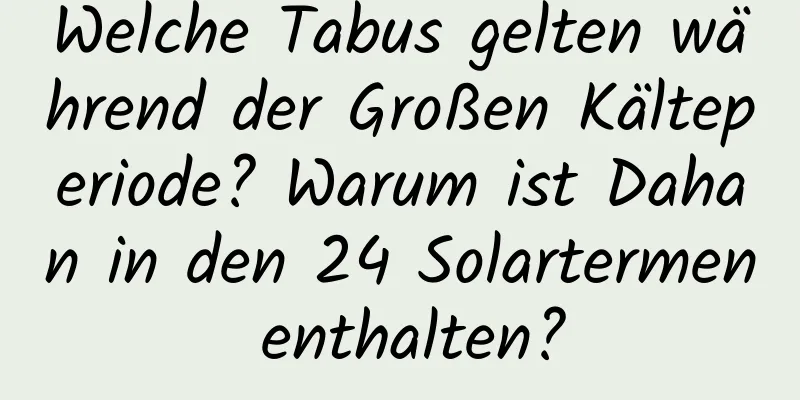 Welche Tabus gelten während der Großen Kälteperiode? Warum ist Dahan in den 24 Solartermen enthalten?