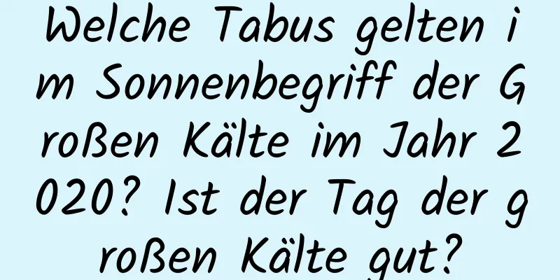 Welche Tabus gelten im Sonnenbegriff der Großen Kälte im Jahr 2020? Ist der Tag der großen Kälte gut?