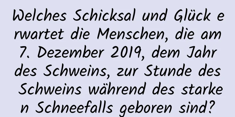 Welches Schicksal und Glück erwartet die Menschen, die am 7. Dezember 2019, dem Jahr des Schweins, zur Stunde des Schweins während des starken Schneefalls geboren sind?
