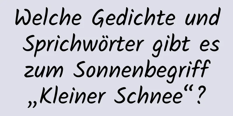 Welche Gedichte und Sprichwörter gibt es zum Sonnenbegriff „Kleiner Schnee“?