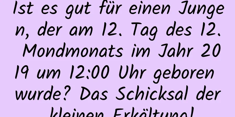Ist es gut für einen Jungen, der am 12. Tag des 12. Mondmonats im Jahr 2019 um 12:00 Uhr geboren wurde? Das Schicksal der kleinen Erkältung!