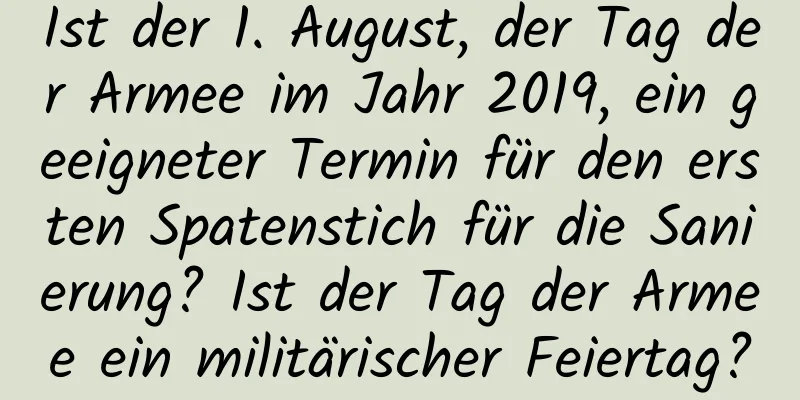Ist der 1. August, der Tag der Armee im Jahr 2019, ein geeigneter Termin für den ersten Spatenstich für die Sanierung? Ist der Tag der Armee ein militärischer Feiertag?