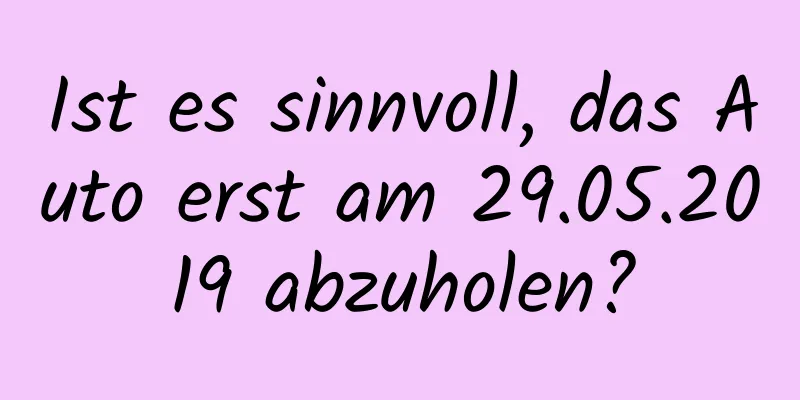 Ist es sinnvoll, das Auto erst am 29.05.2019 abzuholen?