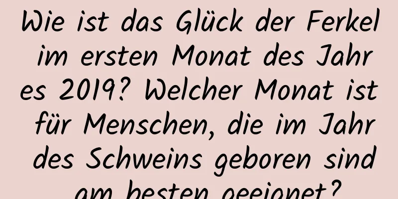 Wie ist das Glück der Ferkel im ersten Monat des Jahres 2019? Welcher Monat ist für Menschen, die im Jahr des Schweins geboren sind, am besten geeignet?