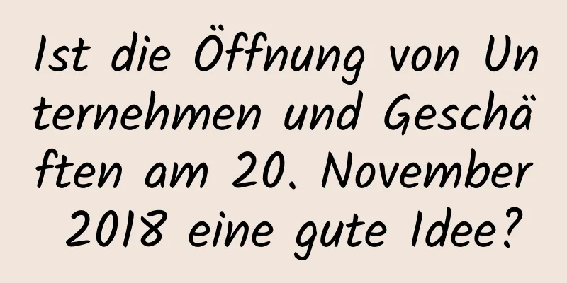 Ist die Öffnung von Unternehmen und Geschäften am 20. November 2018 eine gute Idee?