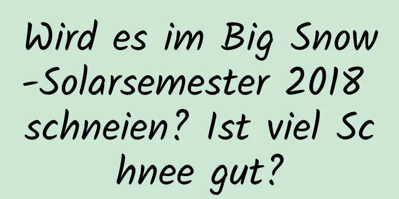 Wird es im Big Snow-Solarsemester 2018 schneien? Ist viel Schnee gut?