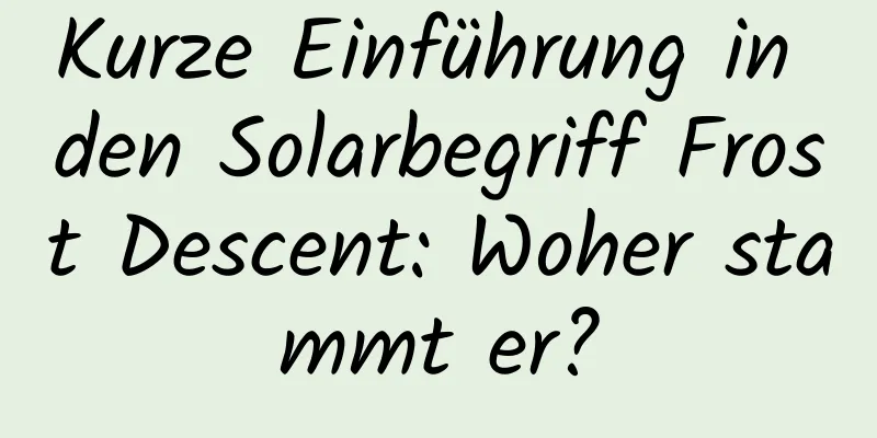 Kurze Einführung in den Solarbegriff Frost Descent: Woher stammt er?