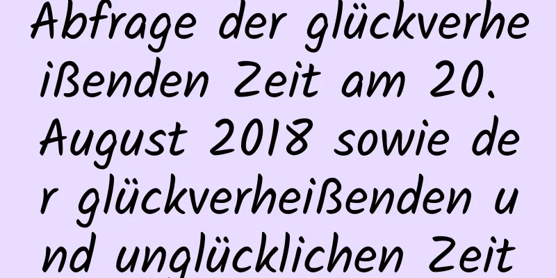 Abfrage der glückverheißenden Zeit am 20. August 2018 sowie der glückverheißenden und unglücklichen Zeit
