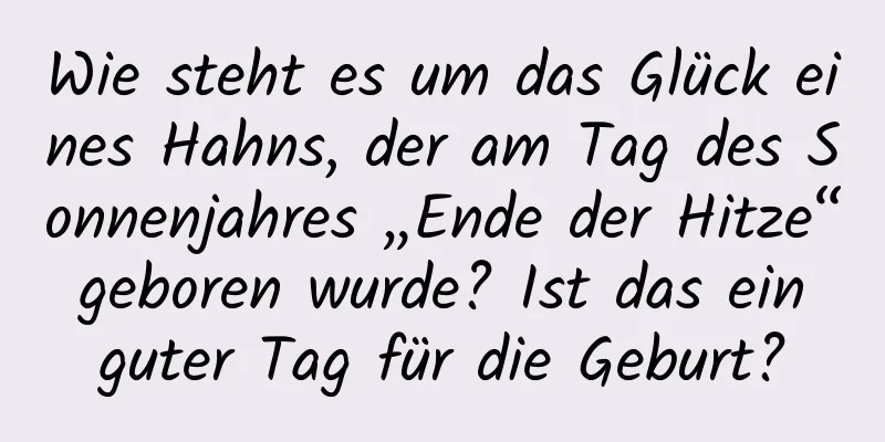 Wie steht es um das Glück eines Hahns, der am Tag des Sonnenjahres „Ende der Hitze“ geboren wurde? Ist das ein guter Tag für die Geburt?