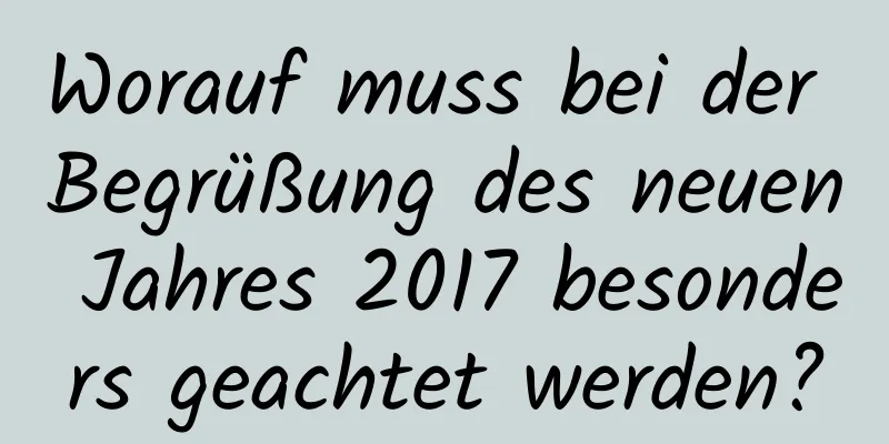 Worauf muss bei der Begrüßung des neuen Jahres 2017 besonders geachtet werden?